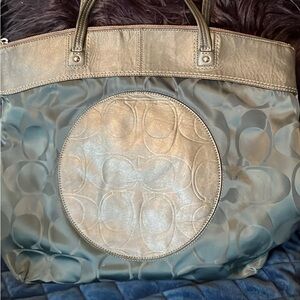 Coach Metallic and Blue Signature Tote